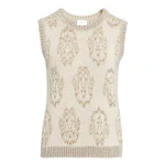 Giambattista Valli Ivory And Gold Ikat Wool Top - Giambattista Valli Tops - Romantic Couture - Shop at Coveti