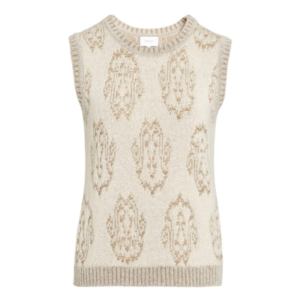 Giambattista Valli Ivory And Gold Ikat Wool Top - Giambattista Valli Tops - Romantic Couture - Shop at Coveti