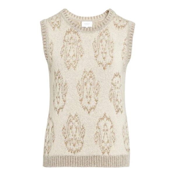 Giambattista Valli Ivory And Gold Ikat Wool Top - Giambattista Valli Tops - Romantic Couture - Shop at Coveti