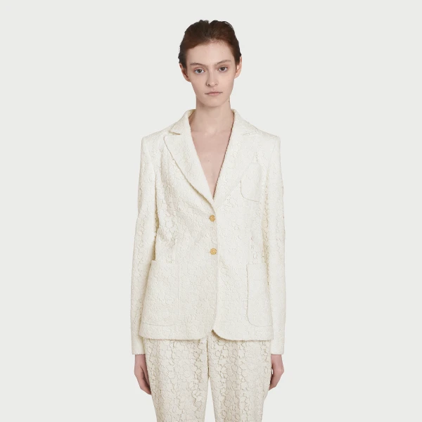 Giambattista Valli Ivory Daisies Macramé Jacket - Giambattista Valli Jackets - Romantic Couture - Shop at Coveti