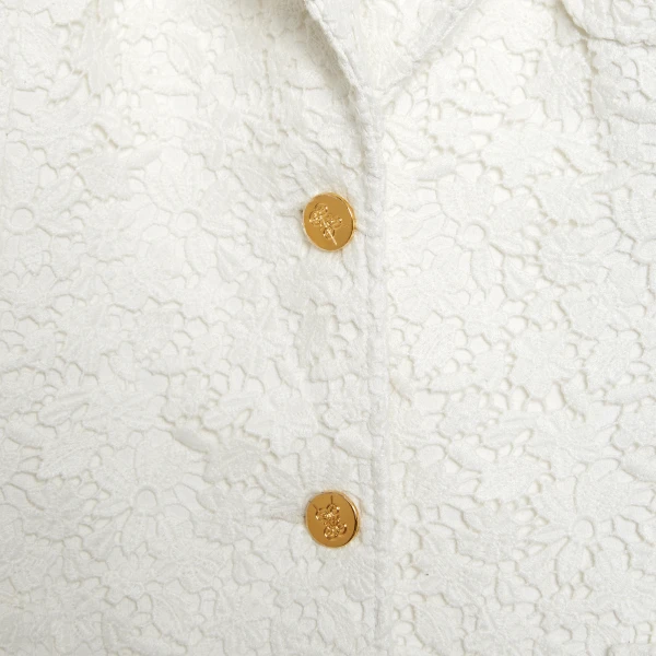 Giambattista Valli Ivory Daisies Macramé Jacket - Giambattista Valli Jackets - Romantic Couture - Shop at Coveti