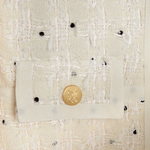Giambattista Valli Ivory Jacket With Black Polka Dots In Bouclé - Giambattista Valli Jackets - Romantic Couture - Shop at Coveti