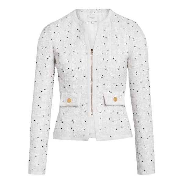 Giambattista Valli Ivory Jacket With Black Polka Dots In Bouclé - Giambattista Valli Jackets - Romantic Couture - Shop at Coveti