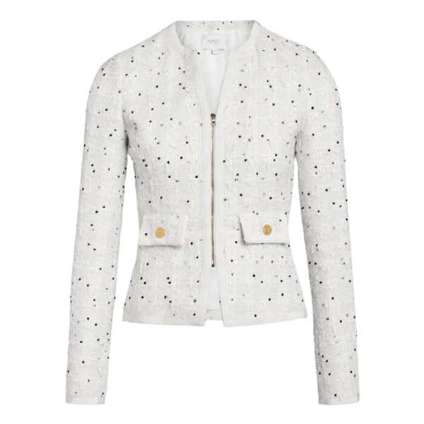 Giambattista Valli Ivory Jacket With Black Polka Dots In Bouclé - Giambattista Valli Jackets - Romantic Couture - Shop at Coveti