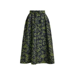 Essentiel Antwerp Khaki and dark blue floral-jacquard midi skirt - Essentiel Antwerp Skirts - Colorful Belgian Design - Shop at Coveti