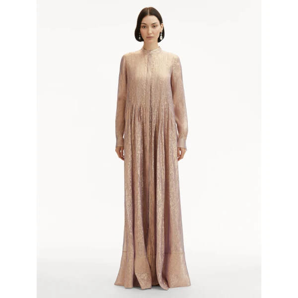 Oscar de la Renta Lamé Mousseline Pleated Caftan - Oscar de la Renta Dresses - American Couture - Shop at Coveti