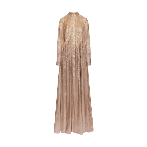 Oscar de la Renta Lamé Mousseline Pleated Caftan - Oscar de la Renta Dresses - American Couture - Shop at Coveti