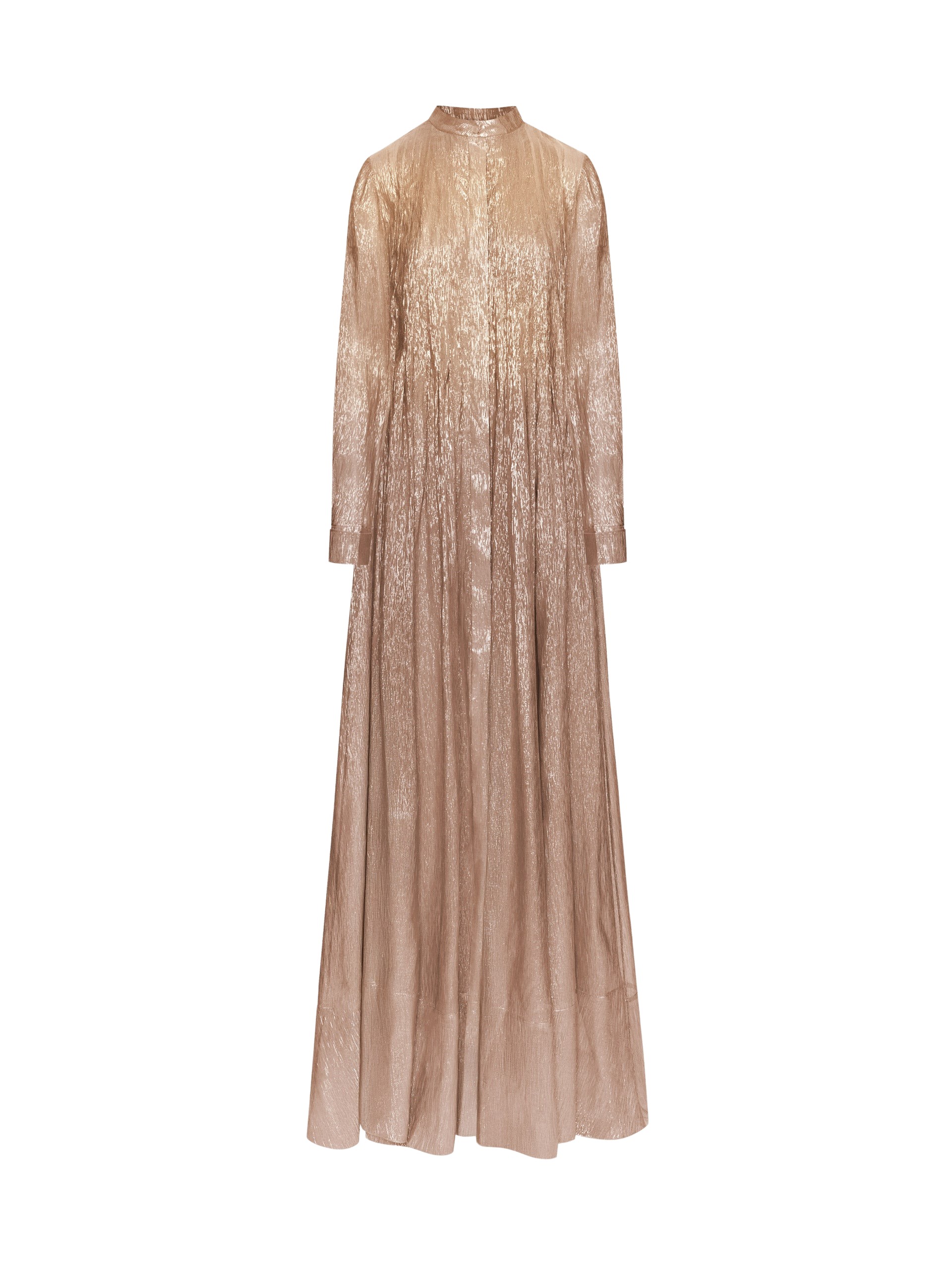 Oscar de la Renta Lamé Mousseline Pleated Caftan Dress