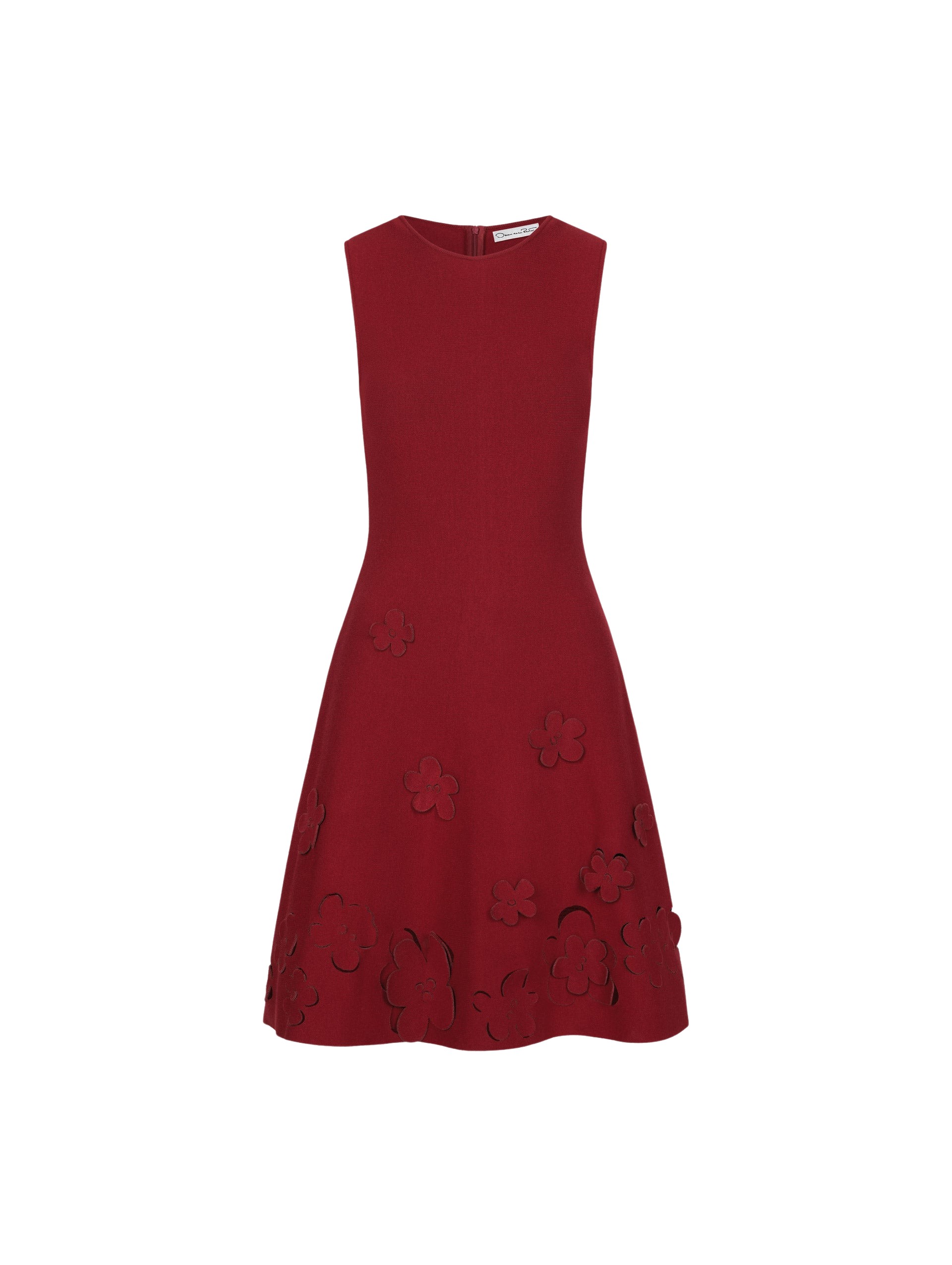 Oscar de la Renta Laser-Cut Floral Knit Dress