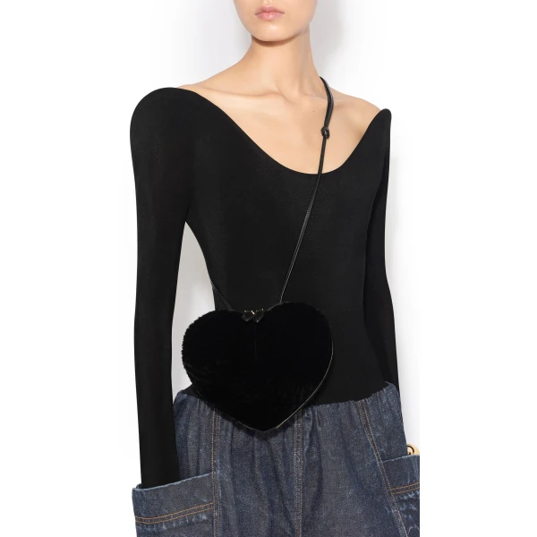 Alaïa Le Cœur Bag In Shaved Shearling - Alaia Bags - Laser Cut Luxury - Shop at Coveti