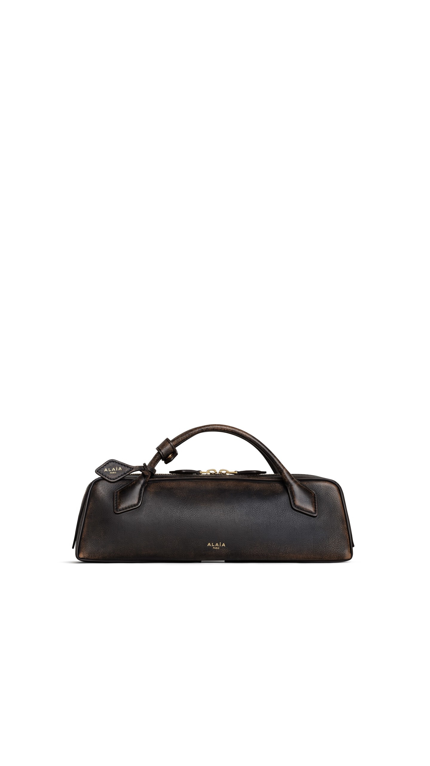 Alaia Le Teckel Clutch In Aged Leather