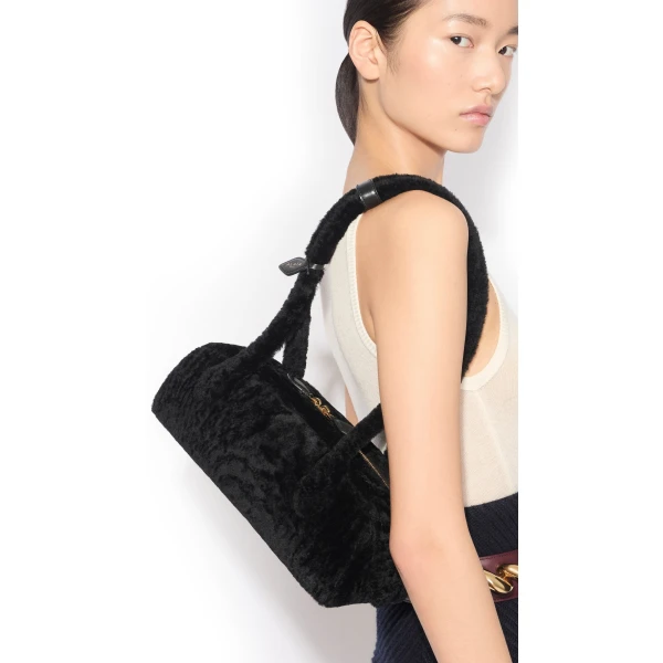 Alaïa Le Teckel Medium Bag In Shaved Shearling - Alaia Bags - Laser Cut Luxury - Shop at Coveti
