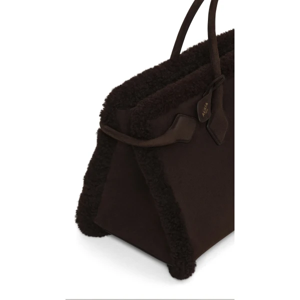 Alaïa Le Teckel Tote Bag In Merino Shearling - Alaia Bags - Laser Cut Luxury - Shop at Coveti