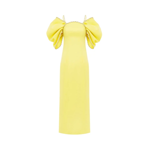 Leo Lin Yellow Dresses Premium embellished maxi dress
