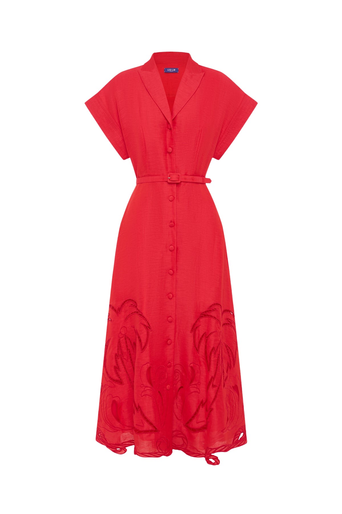 Leo Lin Aubrey Palm Shirt Midi Dress