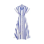 Leo Lin Blue Dresses Premium cotton midi shirt dress