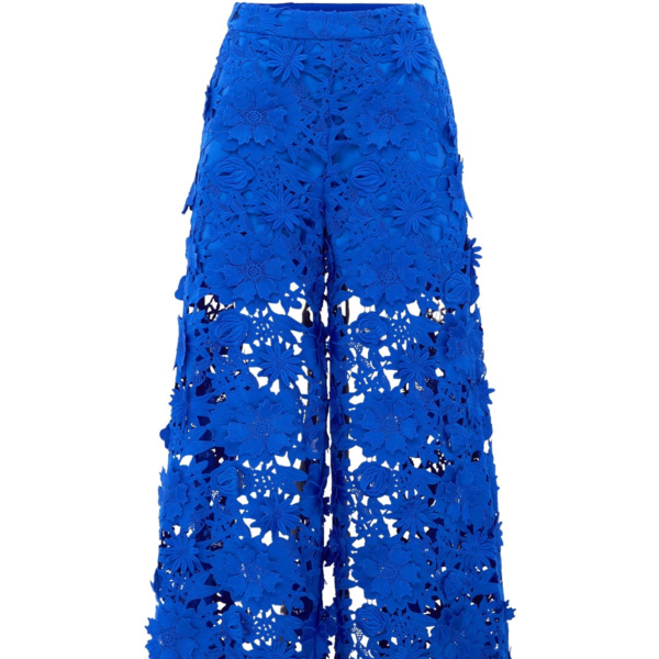 Leo Lin Blue Pants Premium lace wide leg pant