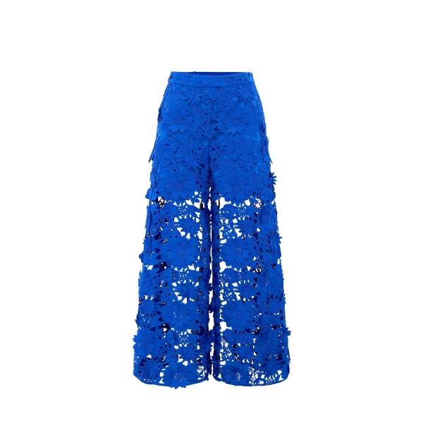 Leo Lin Blue Pants Premium lace wide leg pant