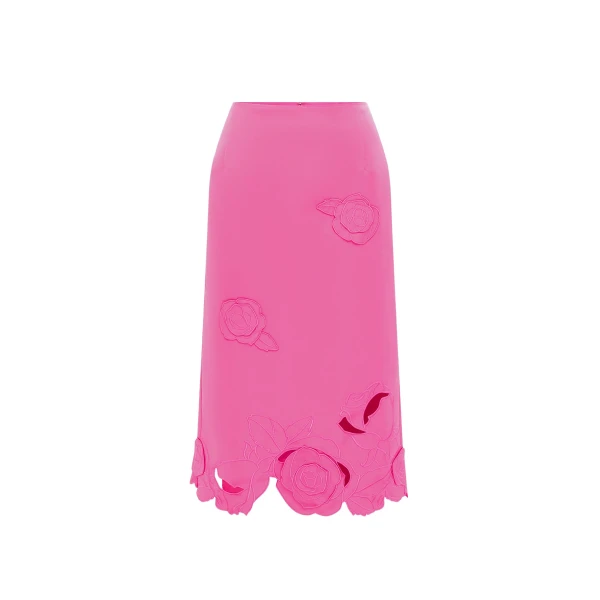 Leo Lin Pink Skirts Premium appliqué midi skirt