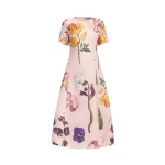 Leo Lin Pink Dresses A playful scattering of detailed wildflowers in vibrant purple