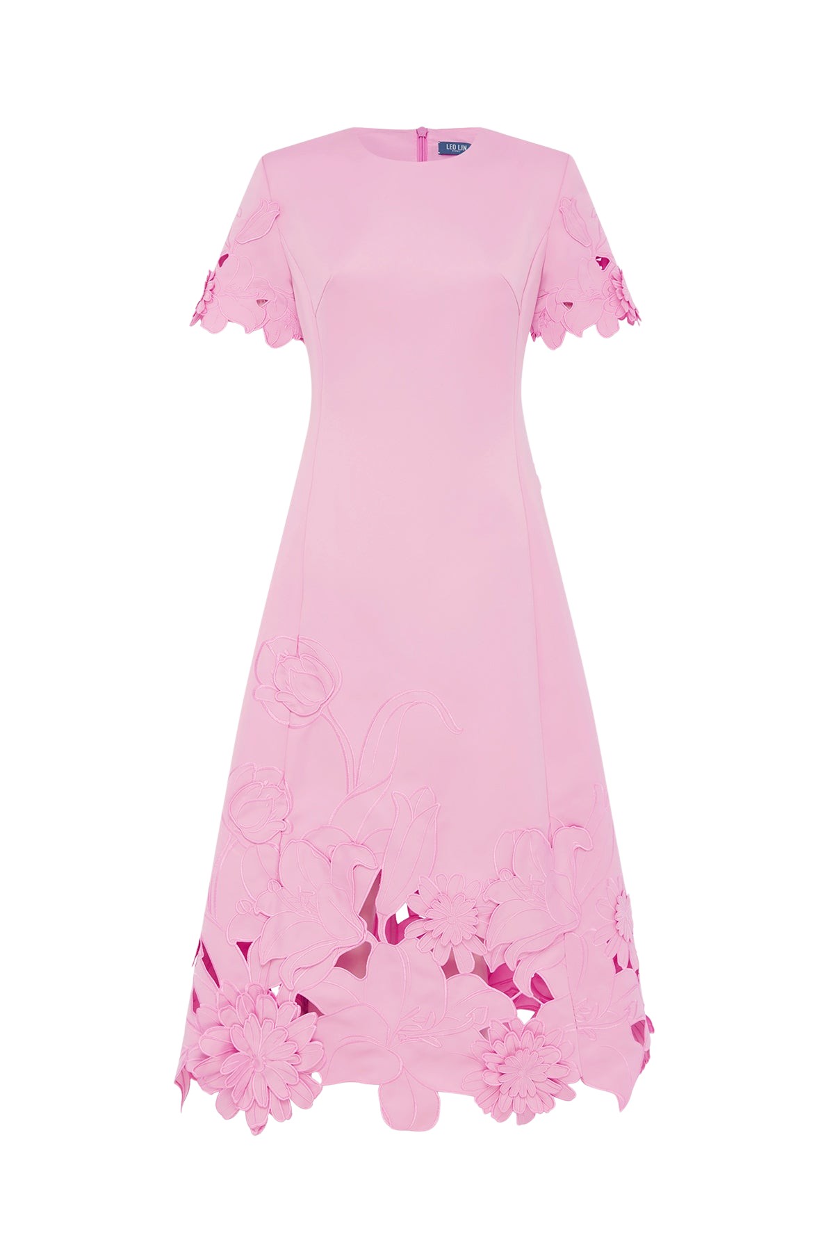 Leo Lin Caroline Appliqué Short Sleeve Midi Dress