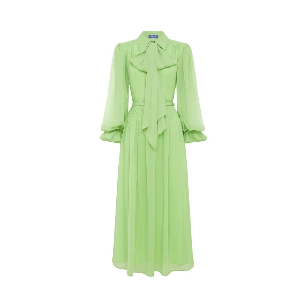 Leo Lin Green Dresses Premium silk blend midi dress