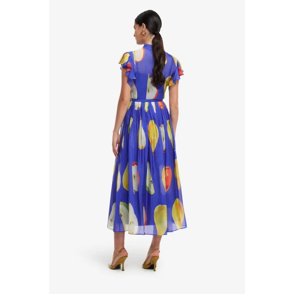 High collared neckline with feature bow tie