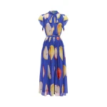 Leo Lin Blue Dresses An ode to the orchard. Lush pears are playfully scattered across a striking cobalt base