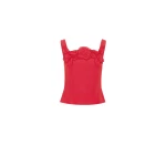 Leo Lin Red Tops Premium appliqué top
