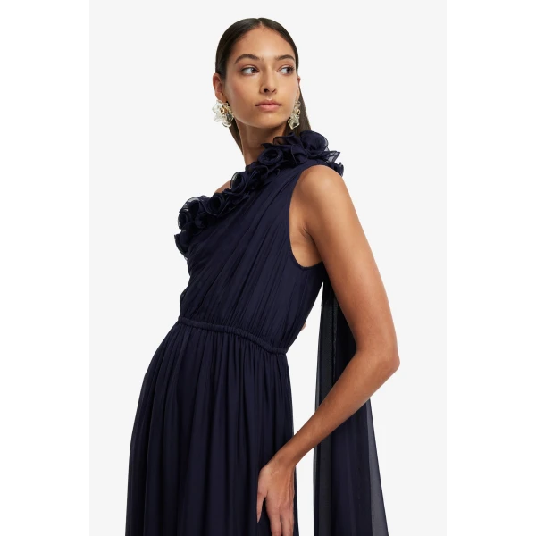 Fully lined - One Shoulder Maxi Dress from Coveti