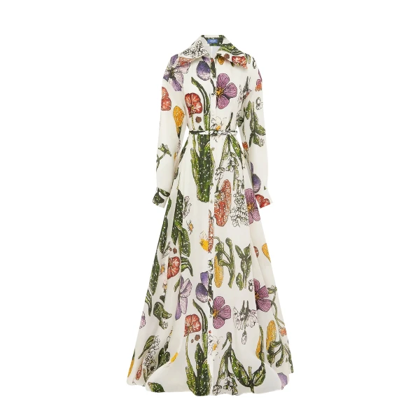 Leo Lin White Dresses Premium printed silk gown
