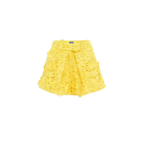 Leo Lin Yellow Shorts Premium lace shorts