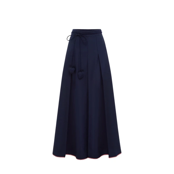 Leo Lin Blue Skirts Premium wool blend maxi skirt