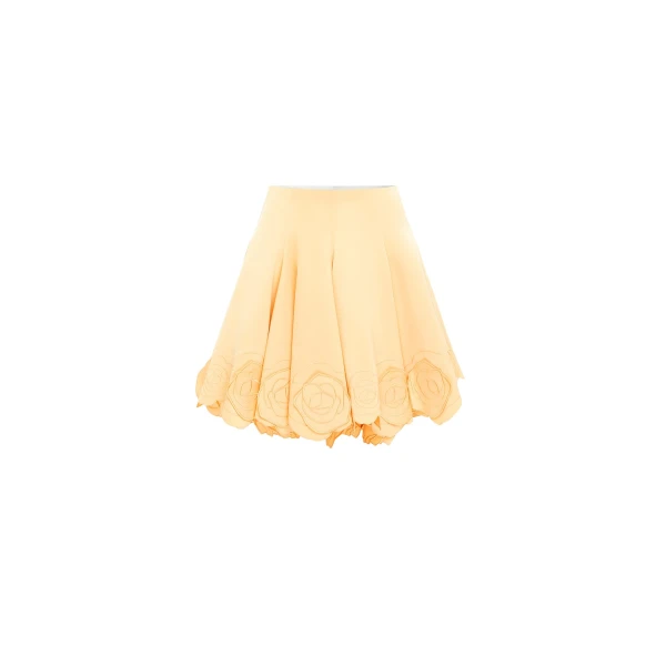 Leo Lin Yellow Skirts Premium appliqué mini skirt