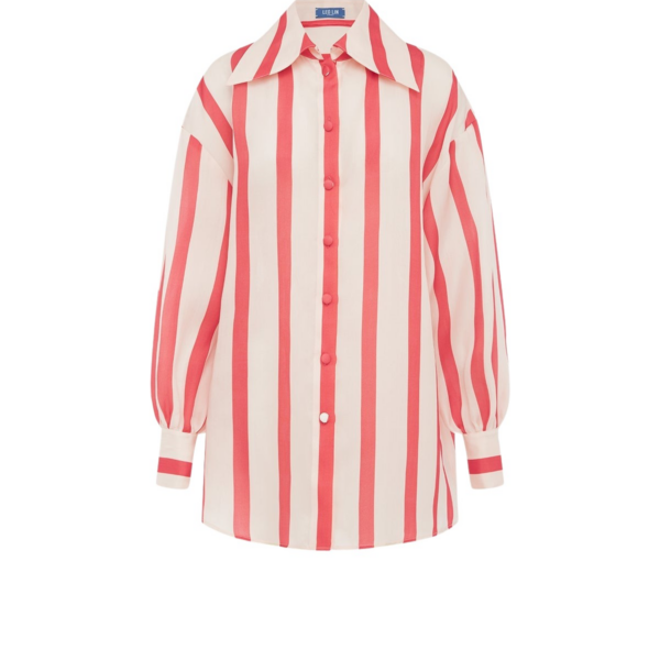 Leo Lin Red Tops Premium silk blouse