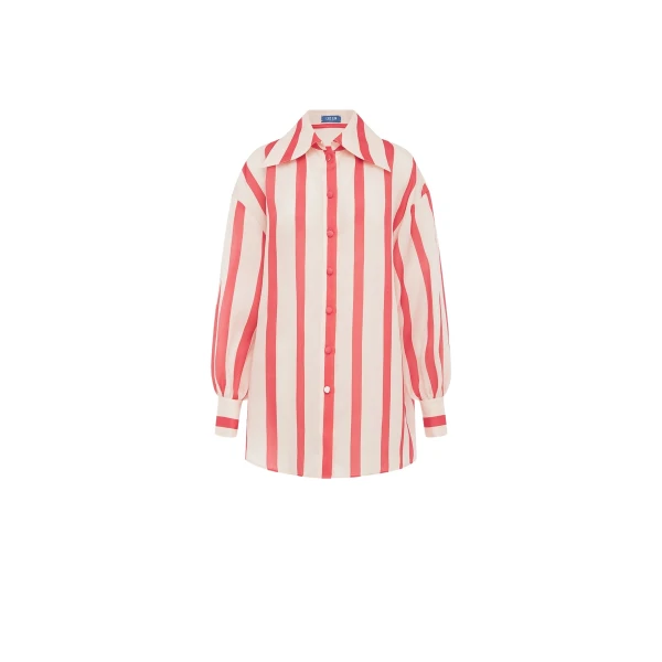 Leo Lin Red Tops Premium silk blouse