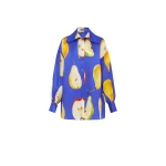 Leo Lin Blue Tops An ode to the orchard. Lush pears are playfully scattered across a striking cobalt base