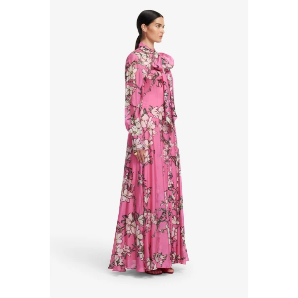 Premium silk blend printed maxi dress