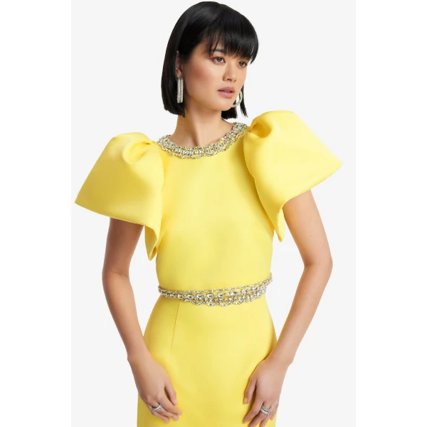 Leo Lin Yellow Tops Premium crop top