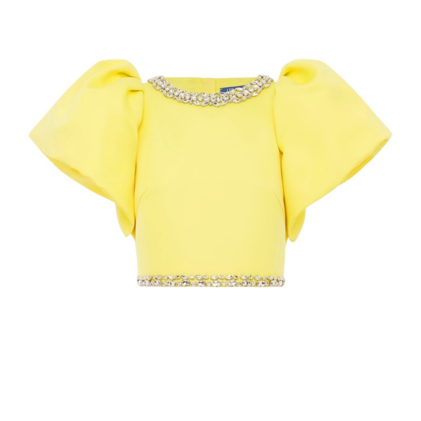 Leo Lin Yellow Tops Premium crop top