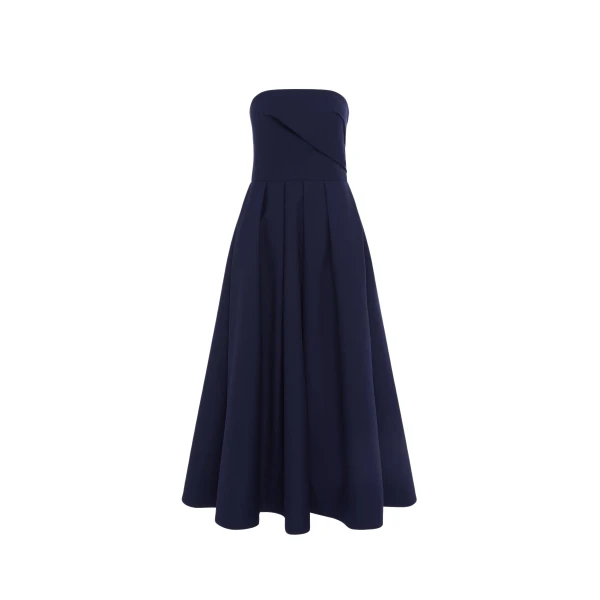 Leo Lin Blue Dresses Premium wool blend midi dress