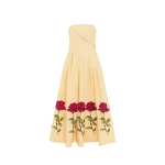 Leo Lin Yellow Dresses Premium cotton embellished midi dress