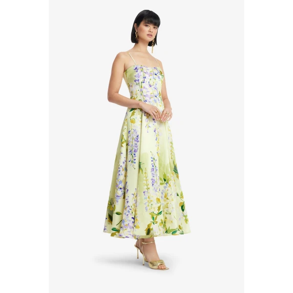 Premium silk linen midi dress
