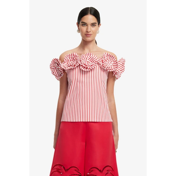 3D floral appliqué embellished neckline