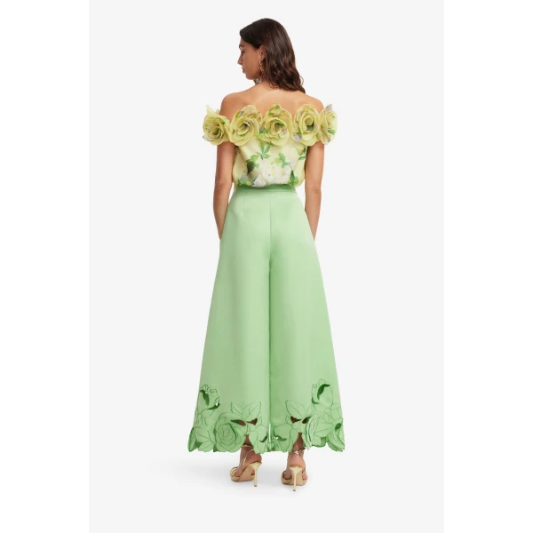 3D floral appliqué embellished neckline