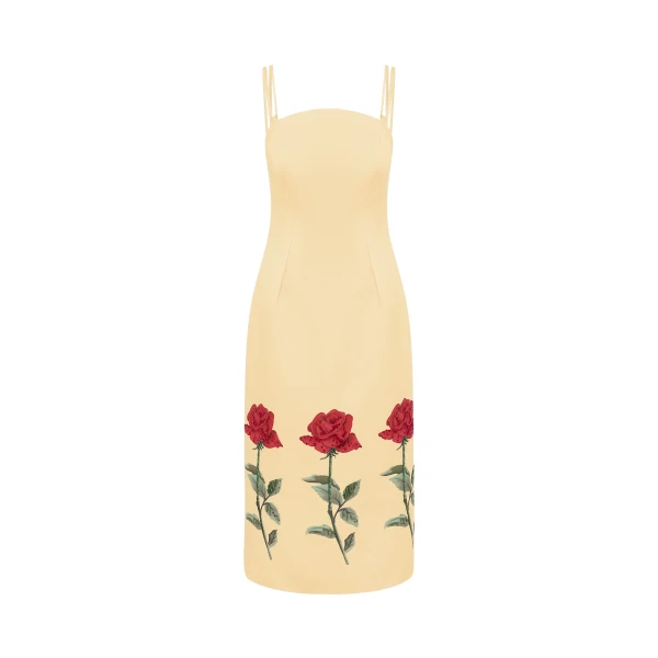 Leo Lin Yellow Dresses Premium embellished midi dress