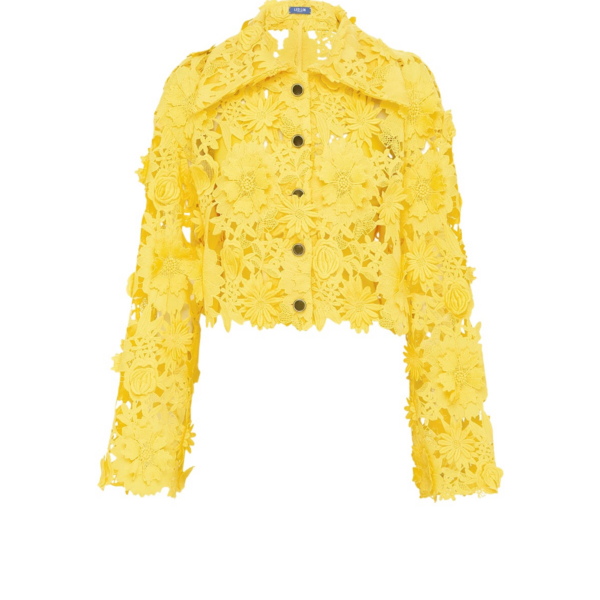 Leo Lin Yellow Tops Premium lace shirt