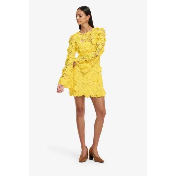 Leo Lin Suzanne Lace Bell Sleeve Mini Dress, view 3