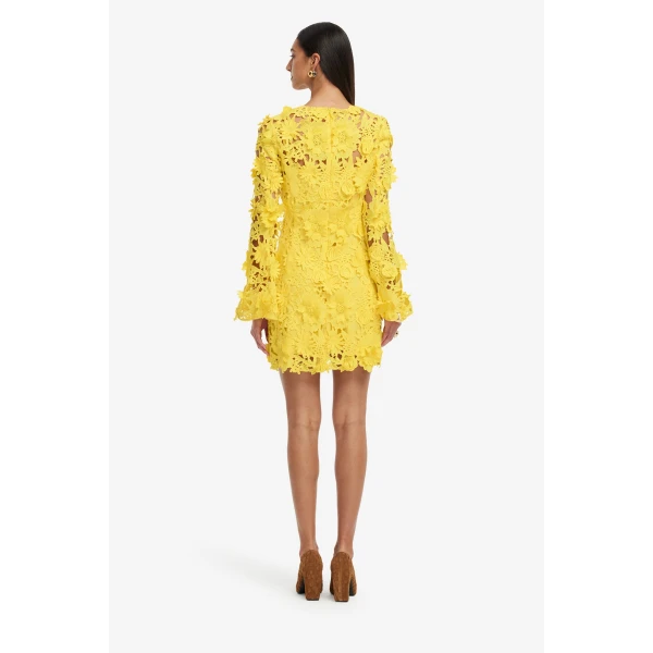 Leo Lin Suzanne Lace Bell Sleeve Mini Dress, view 5