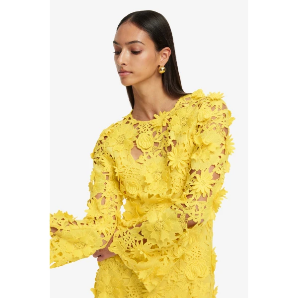 Leo Lin Suzanne Lace Bell Sleeve Mini Dress, view 6